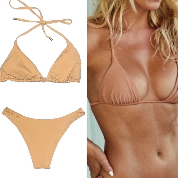 Monday Swimwear Tan Nude String Bikini Two Piece Set Size Medium
